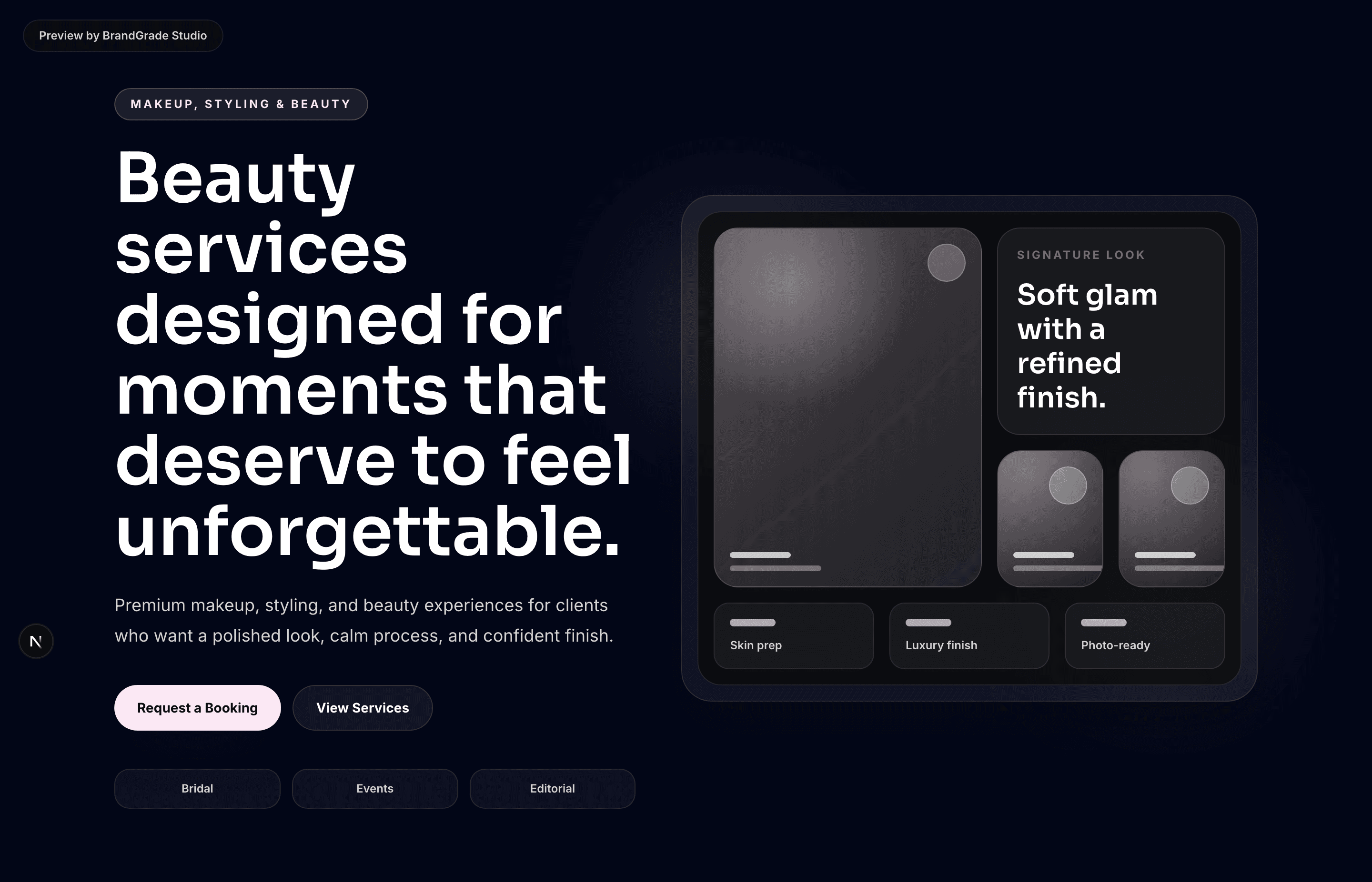 Beauty brand website demo preview