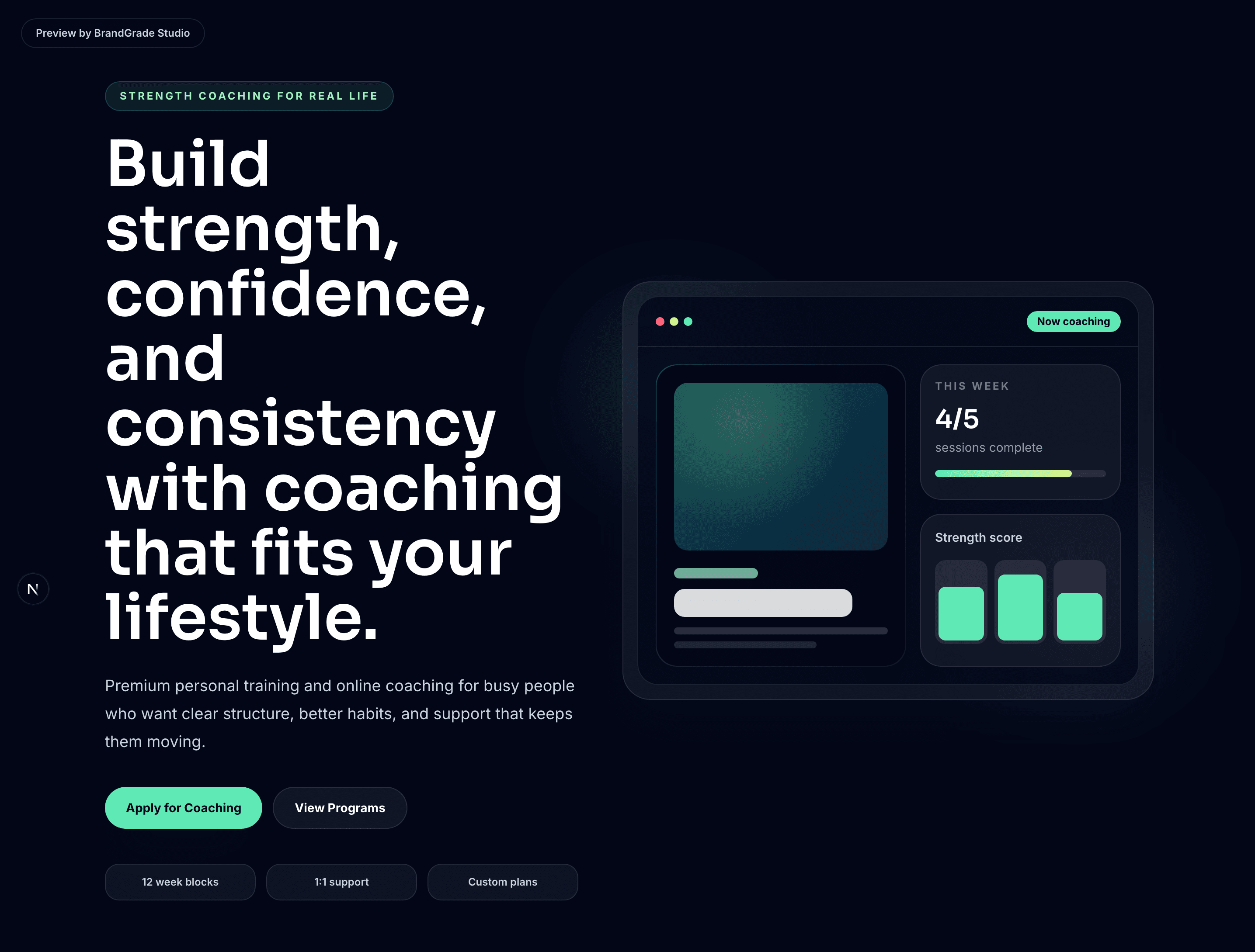 Fitness coach website demo preview